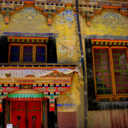 "Symphony Coloric" - colorful designs and murals. The exterior design of a monastery. This is a great example of how Tibetan buildings serve as canvases for their art. 