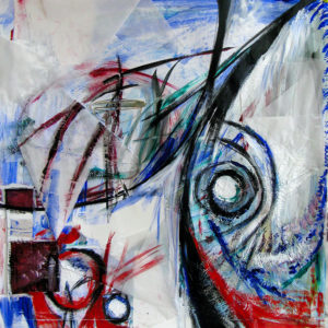 Madness - 33x33" acrylic mixed media (Available)
