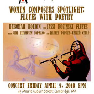 Promotional material for Art Without Borders and Spindrift Music Company. "Women Composers Spotlight: Flutes With Poetry" event at Democracy Center, Cambridge, Massachusetts. 