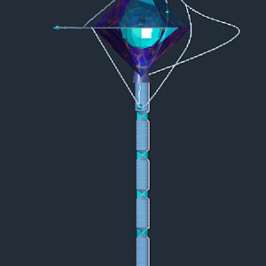 "Electrically excitable" nerve cell floor lamp model-- a design product complete with cell body, axon, Schwann cells, myelin sheath, nodes of Ranvier, axon terminals (abstract), dendrites (at the base of the lamp).