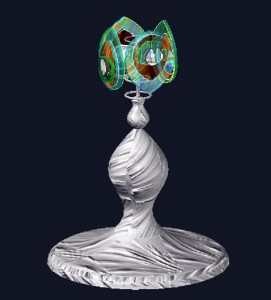 Glass peacock lamp designed by Jenny S.W. Lee