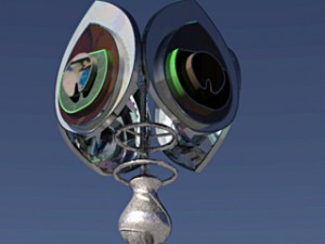 Glass peacock lamp designed by Jenny S.W. Lee