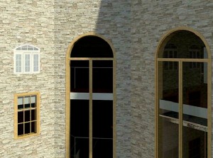 Model rendering of The Liberty Hotel in Boston using Revit Architecture software; model and rendering by Jenny S.W. Lee