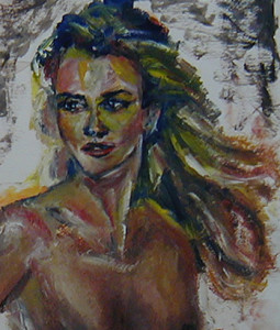 Oil painting of a model by Jenny S.W. Lee