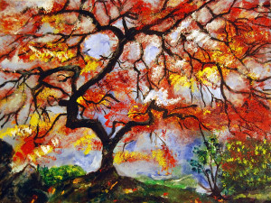 Monarch Tree acrylic painting