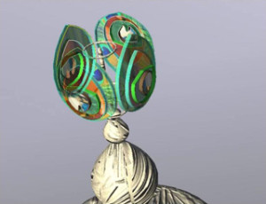 Glass peacock lamp designed by Jenny S.W. Lee
