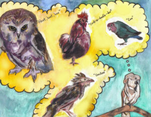 Cockatoo (part of a series of approx. 30 illustrations) - watercolor by Jenny S.W. Lee