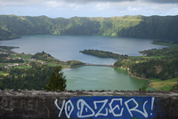 Sete Cidades lagoon from Monte Palace, São Miguel Island, Azores Portugal