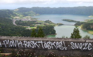 Roof of Monte Palace. View of Sete Cidades Lagoon. Sao Miguel Azores Portugal - photography by Jenny SW Lee