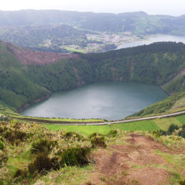 Miradouro da Boca do Inferno. Sete Cidades lagoon. Rasa and Santiago lagoons could be viewed from this overlook point too.