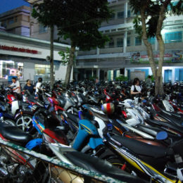 parking lot of Tân Định Church during church service