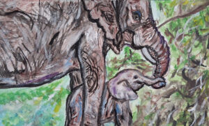Elephants | acrylic painting by Jenny S.W. Lee