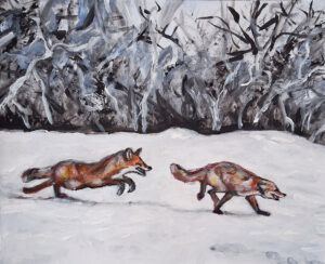 Foxes | acrylic painting by Jenny S.W. Lee