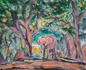 Elephants | acrylic painting by Jenny S.W. Lee