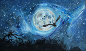 Owl moon starlight | acrylic painting by Jenny S.W. Lee